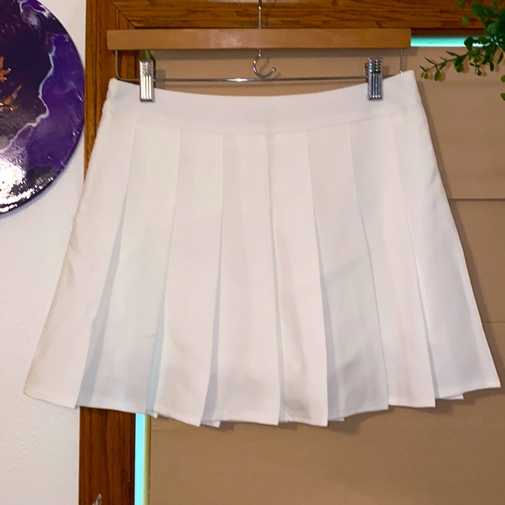 White skater skirt, built-in shorts